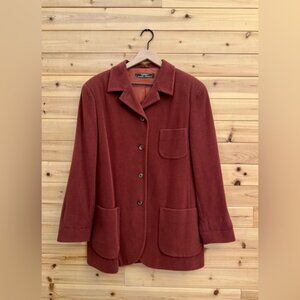 Vintage Mark Shale Mariano Rubinacci Medium Red Orange Wool Angora Blazer Jacket